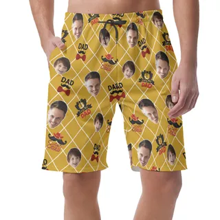 Funny Custom Face Super Dad Hawaiian Summer Shorts