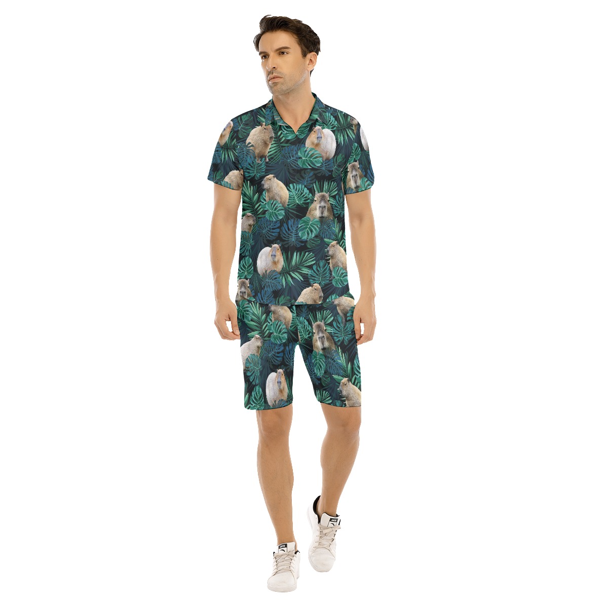 Tropical Capybara Hawaiian Shirt and Shorts Set for Men - variant image 1