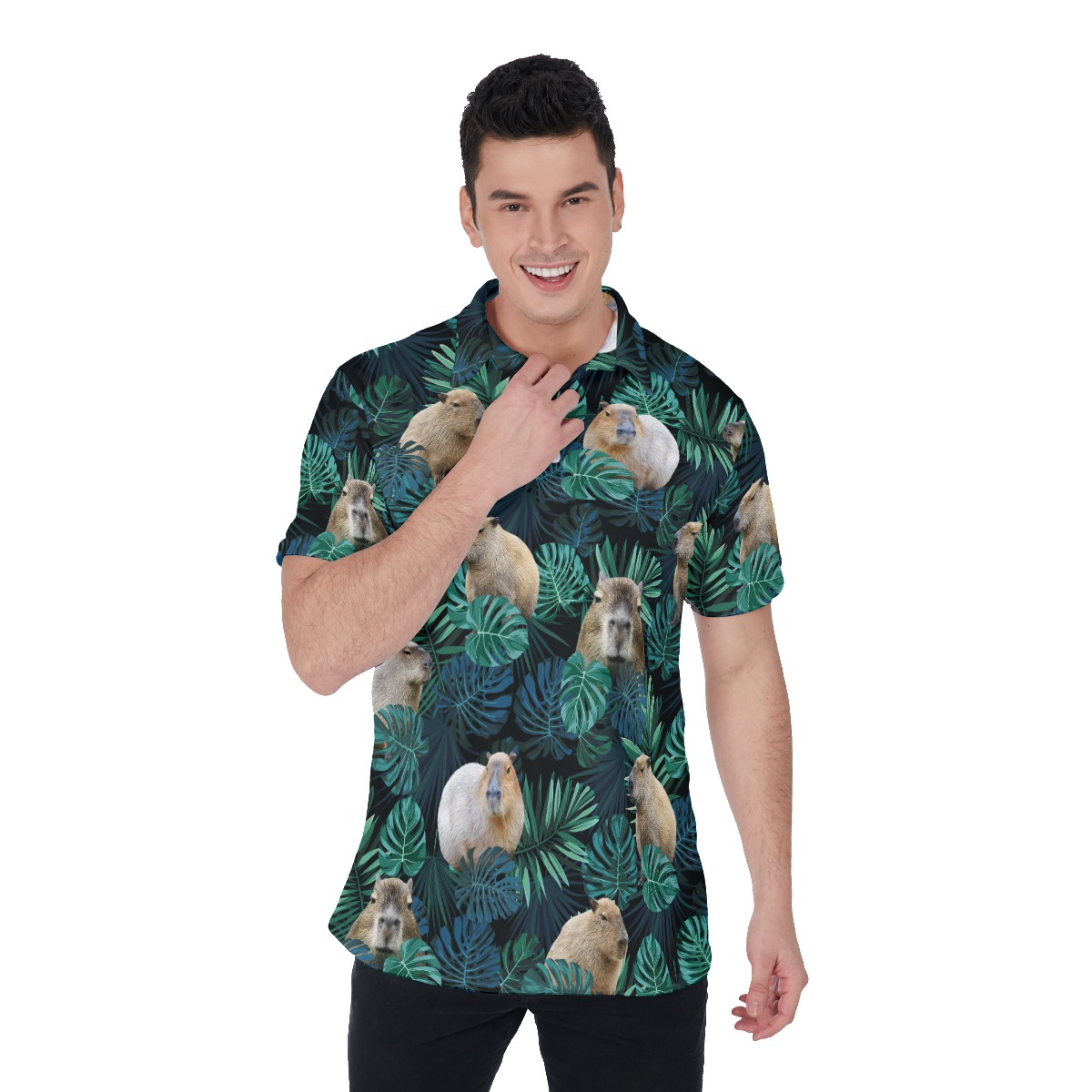 Funny Capybara Hawaiian Polo Shirt For Men - variant image 1