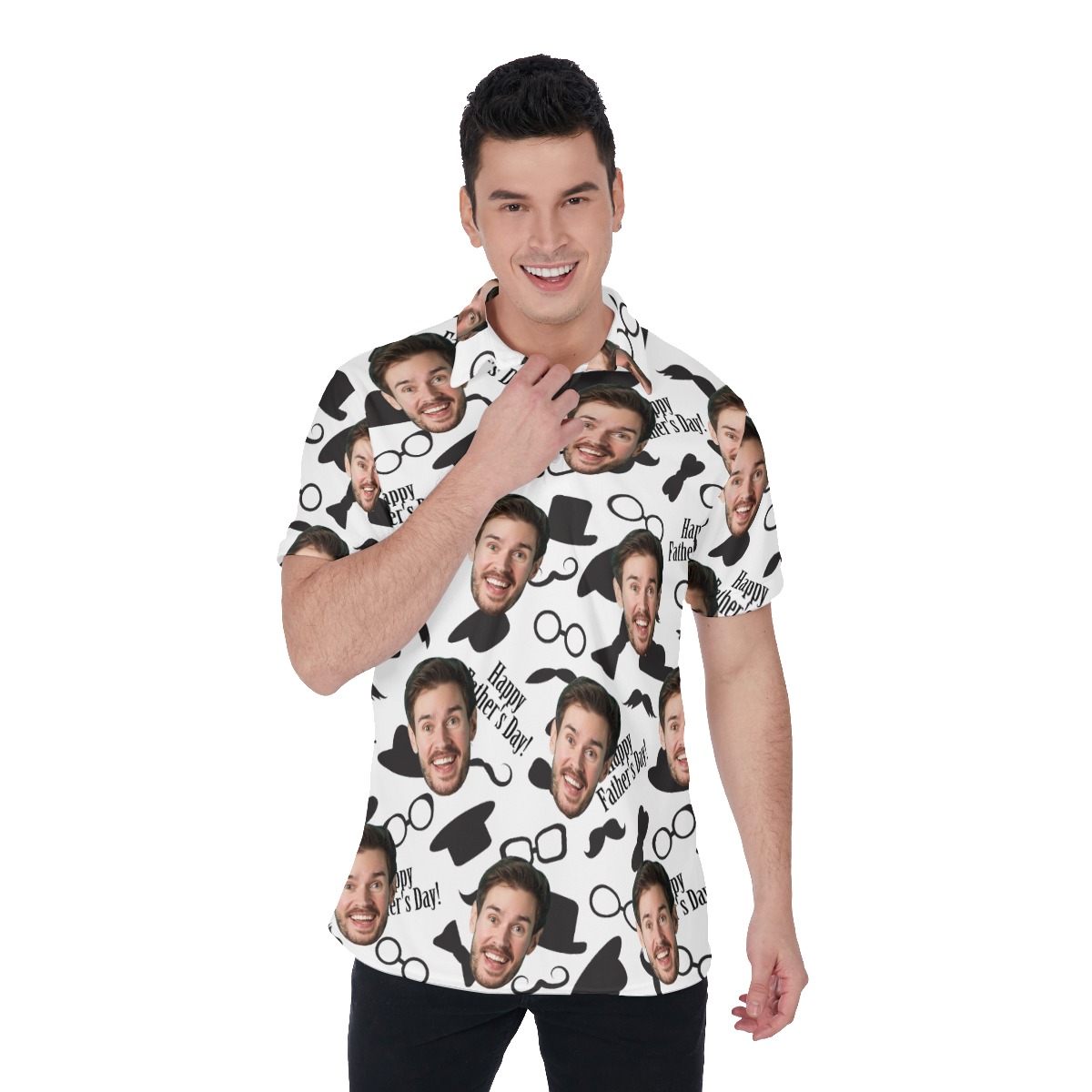 Funny Custom Face Hawaiian Polo Shirt For Father's Day - variant image 1
