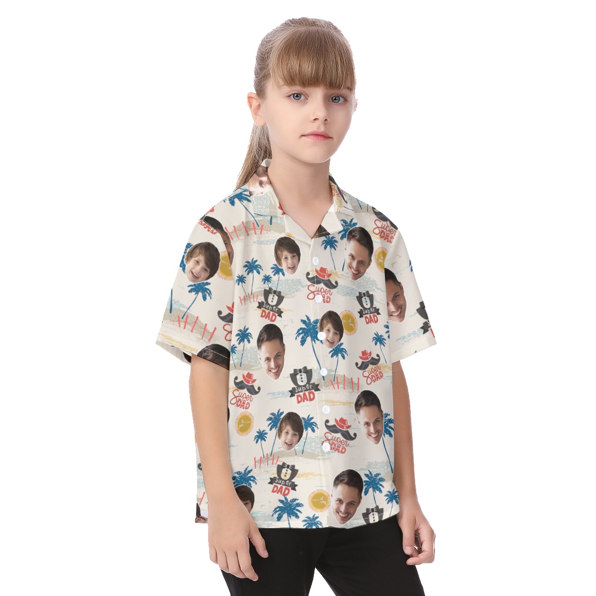 Cute Custom Face Super Dad Kid's Aloha Shirt
