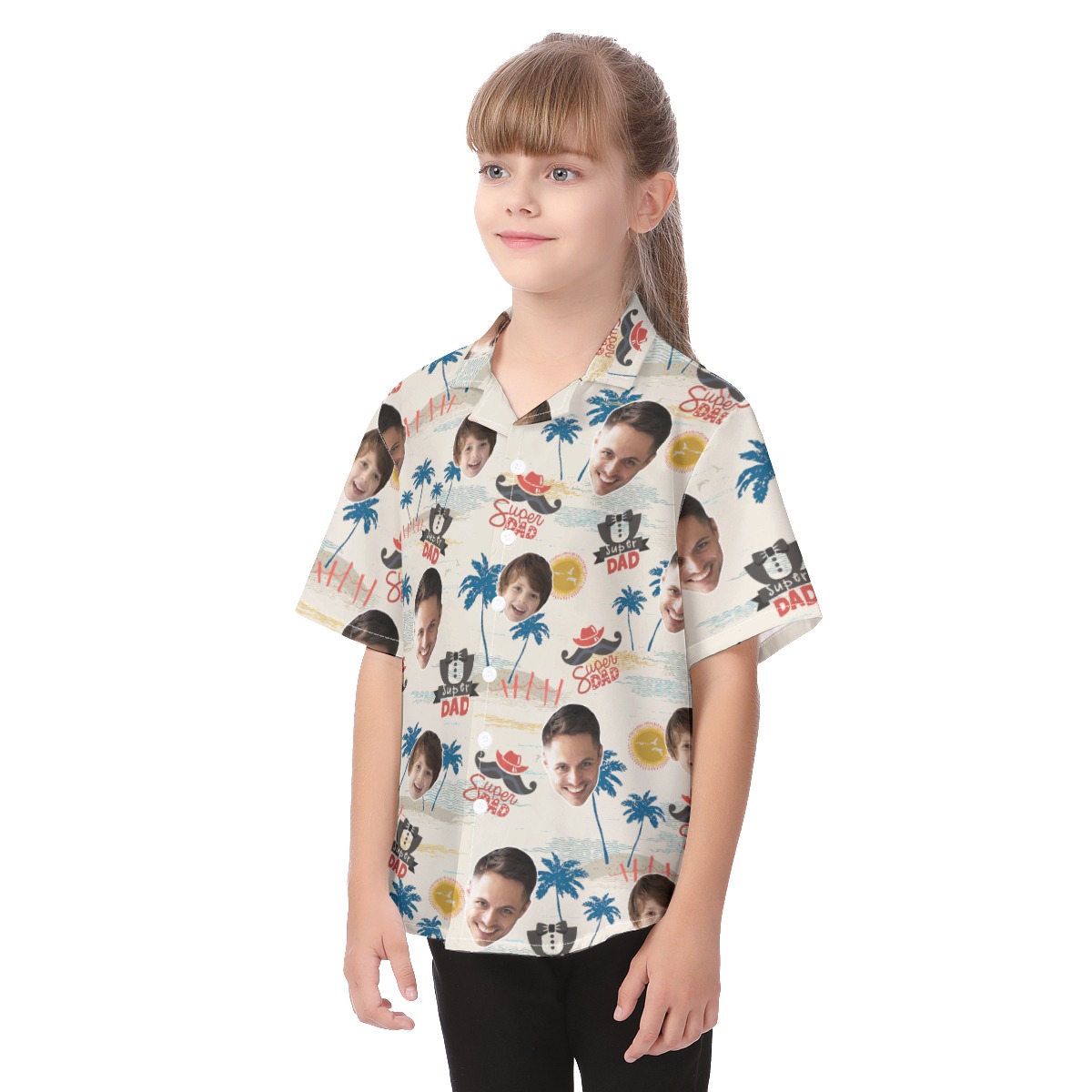Cute Custom Face Super Dad Kid's Aloha Shirt