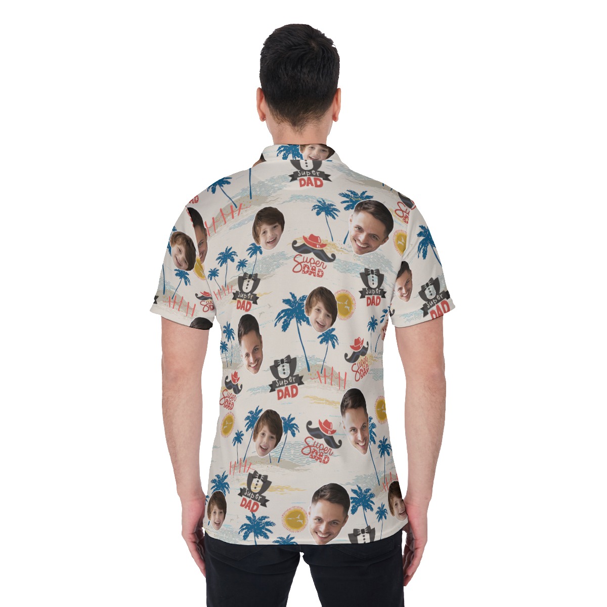 Father's Day Gift Custom Face Hawaiian Polo Shirt