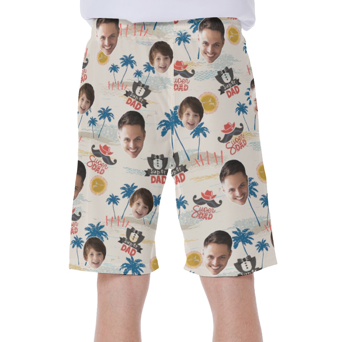 Funny Super Dad Custom Face Hawaiian Swimwear For Men