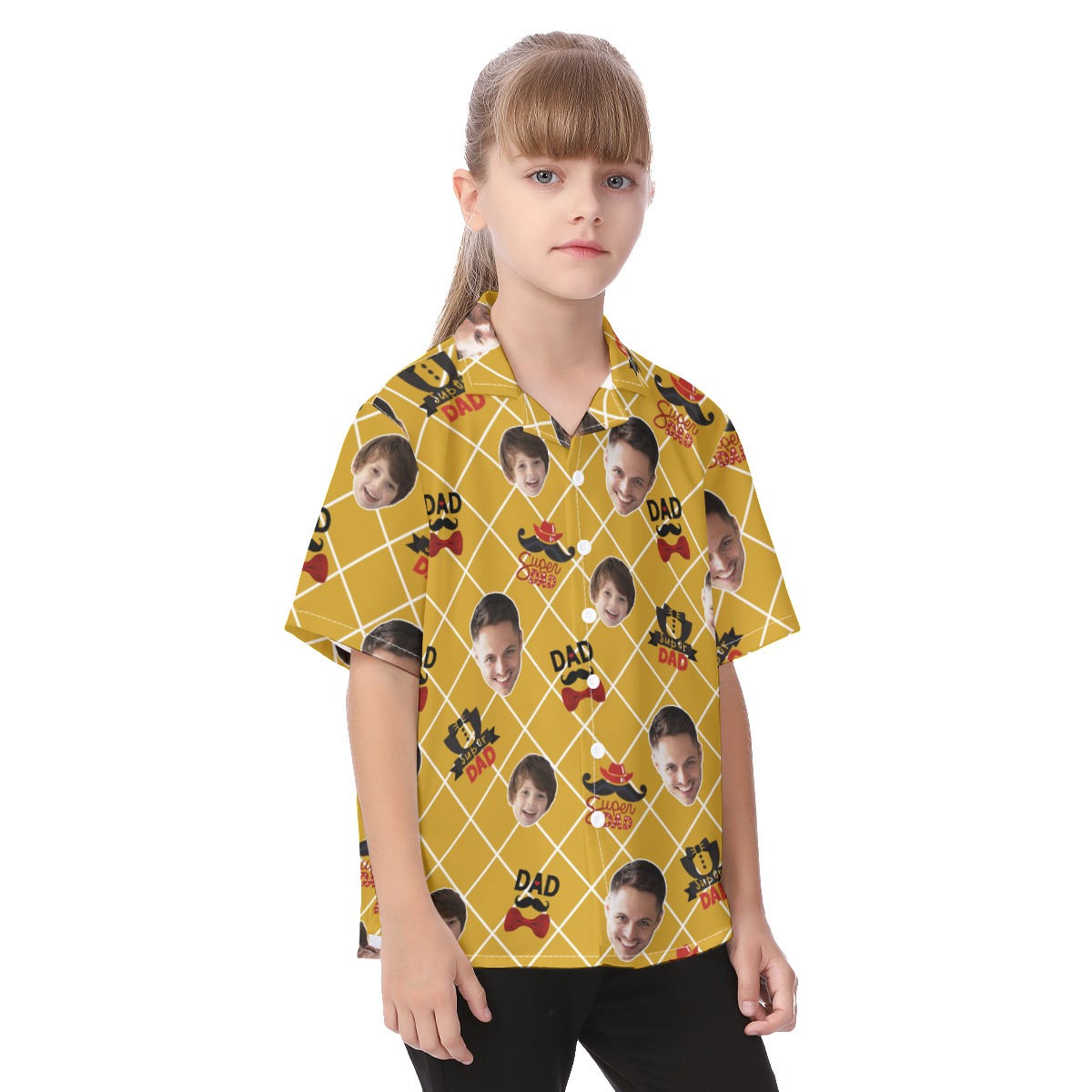 Cute Custom Face Super Dad Hawaiian Shirt For Kids