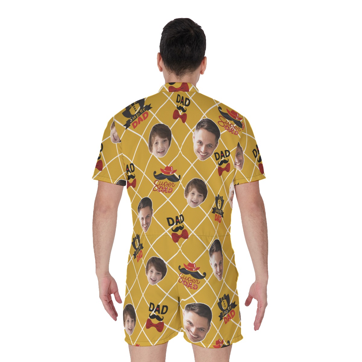 Funny Custom Face Super Dad Men's Hawaiian Romper