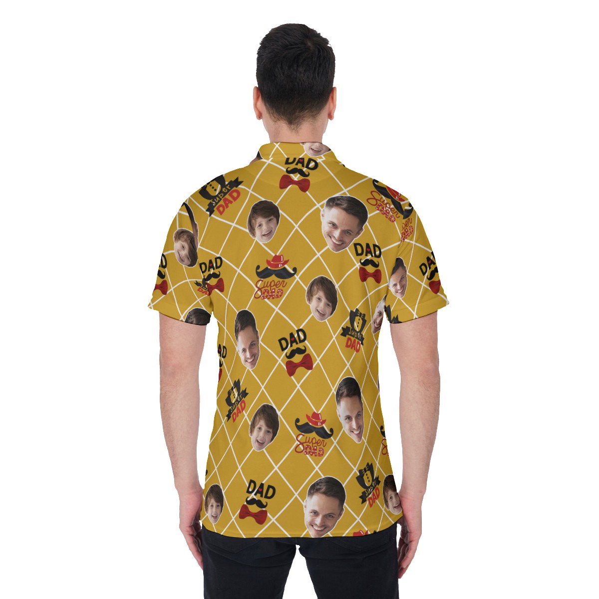 Funny Super Dad Custom Face Hawaiian Polo Shirt