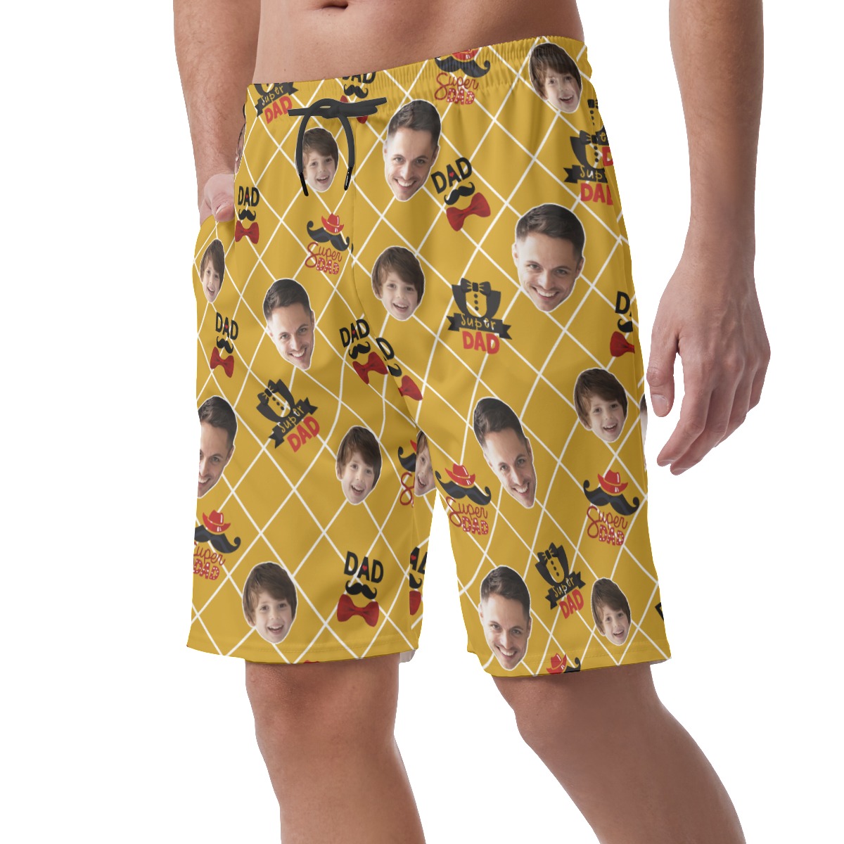 Funny Custom Face Super Dad Hawaiian Summer Shorts
