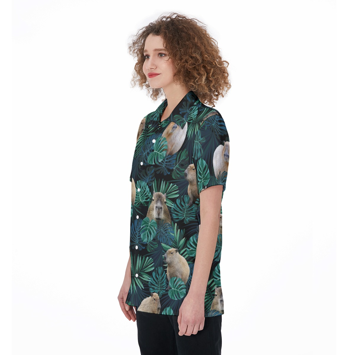 Women's Capybara Hawaiian Button Up Shirt