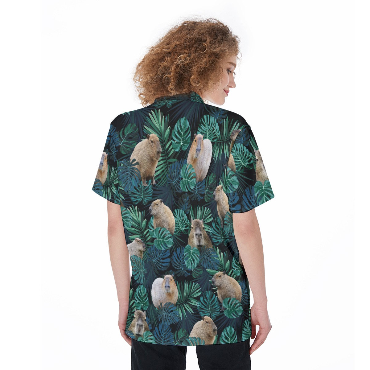 Women's Capybara Hawaiian Button Up Shirt