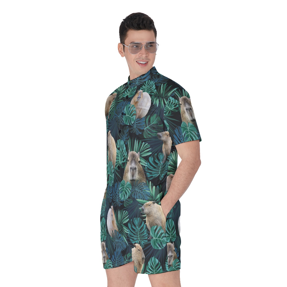 Capybara Tropical Hawaiian Men's Romper