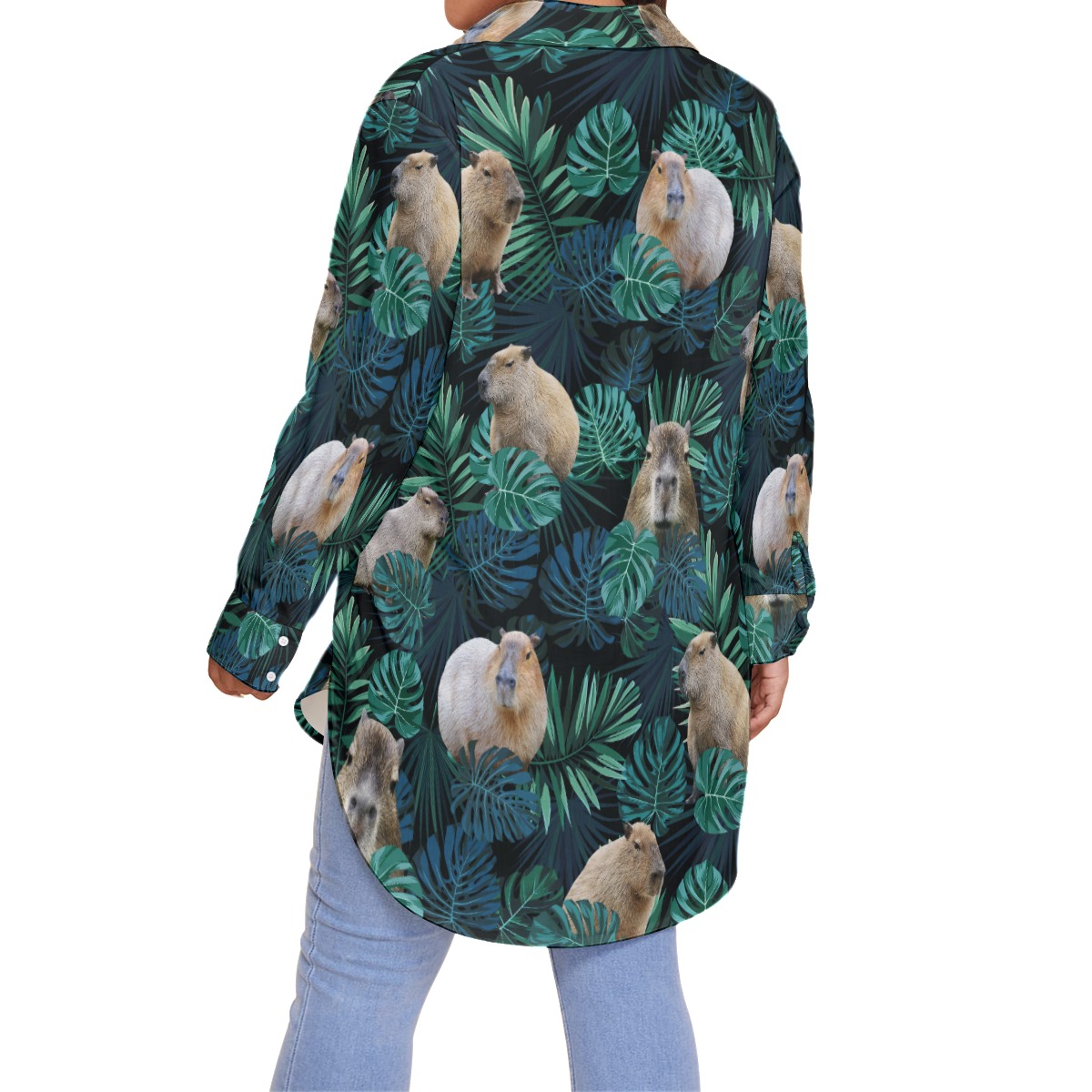 Tropical Capybara Plus Size Hawaiian Shirt For Women