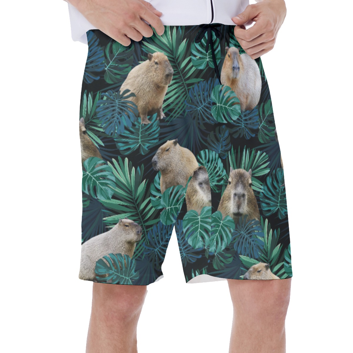 Funny Capybara Hawaiian Swim Trunks for Men