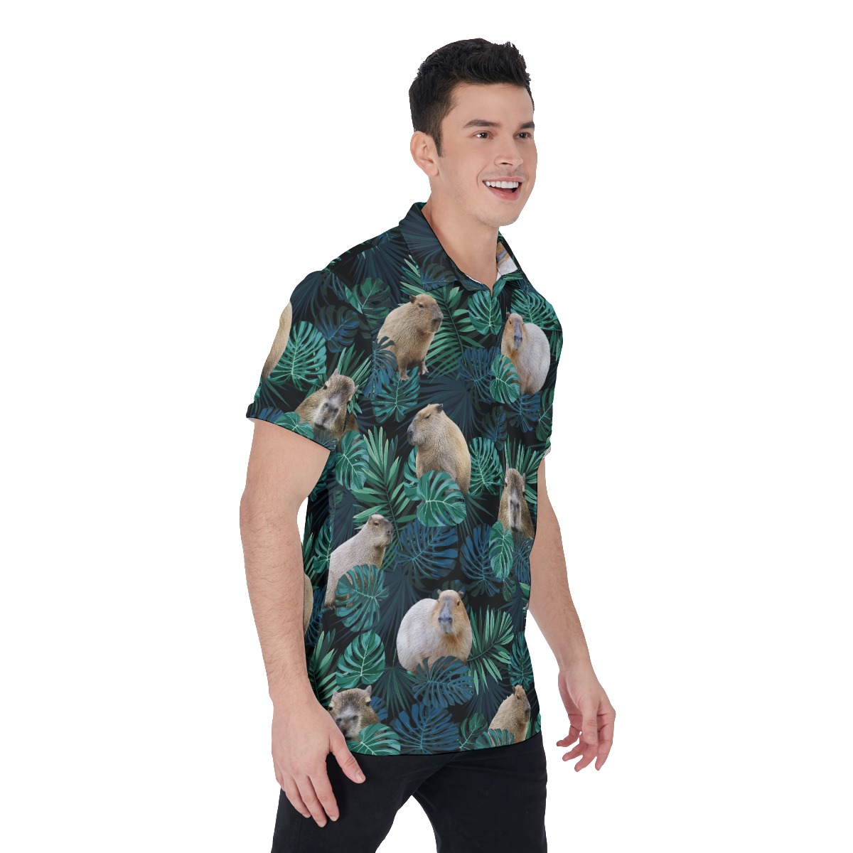 Funny Capybara Hawaiian Polo Shirt For Men