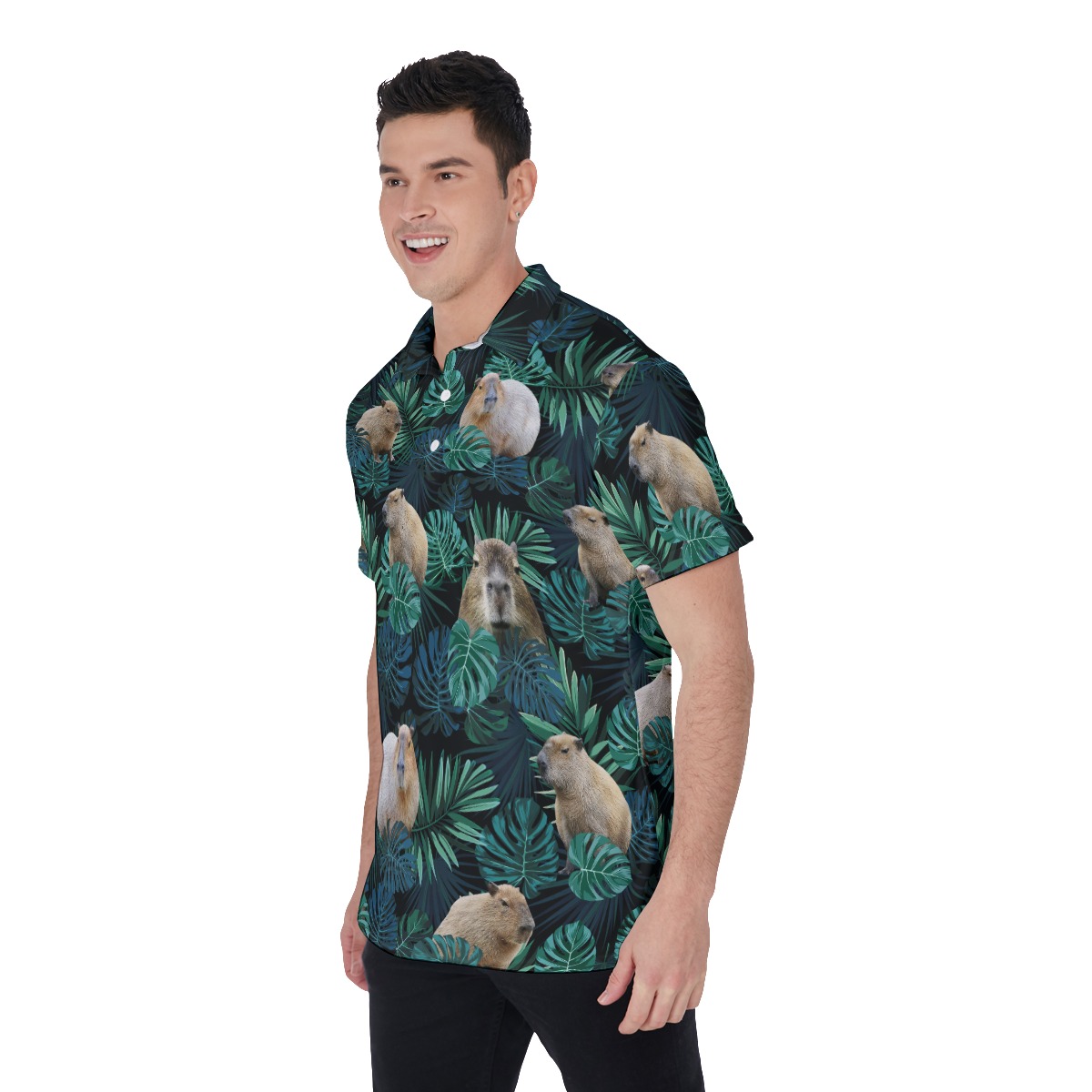 Funny Capybara Hawaiian Polo Shirt For Men