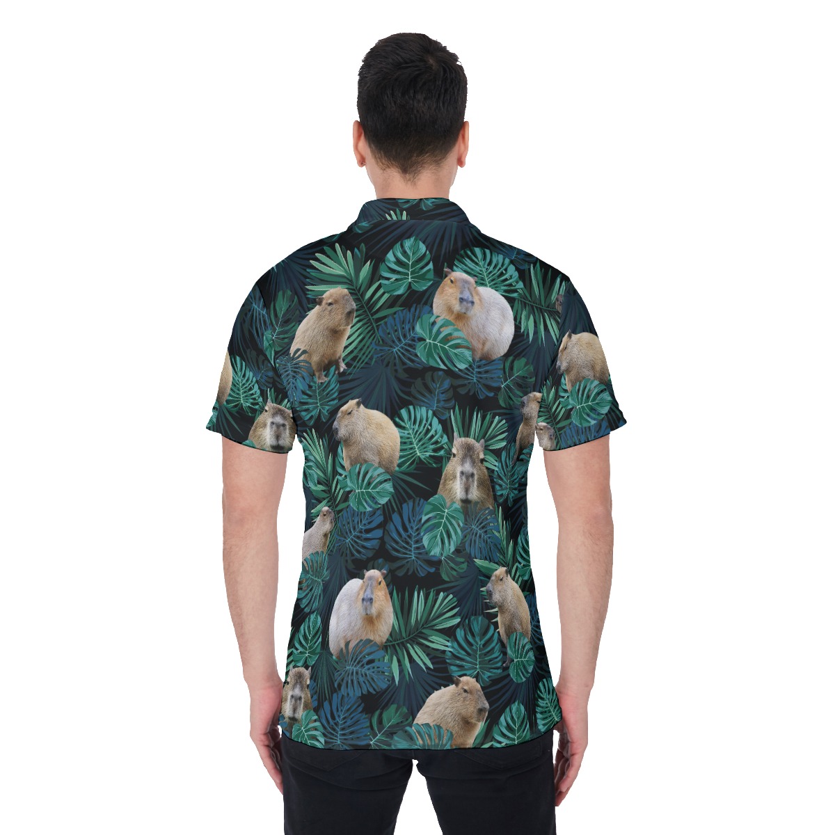 Funny Capybara Hawaiian Polo Shirt For Men