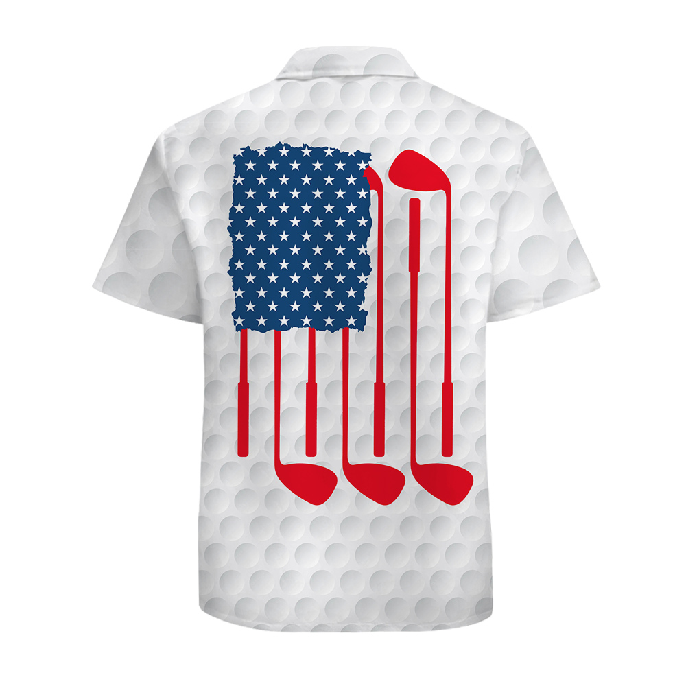 American Flag Cotton Hawaiian Golf Shirt