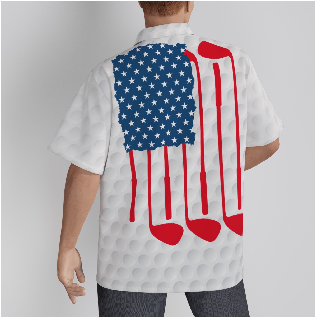 American Flag Cotton Hawaiian Golf Shirt