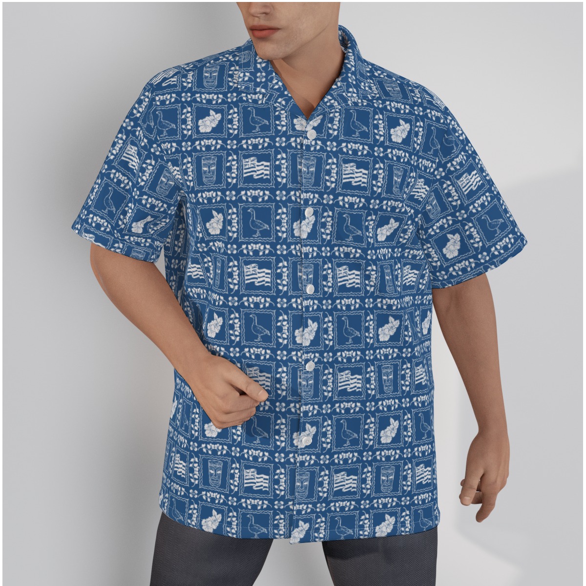 Tropical Nene Hawaiian Shirt Cotton Navy