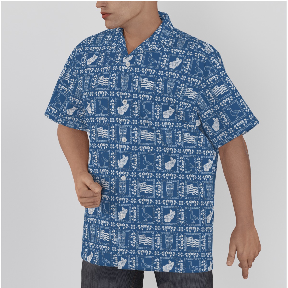 Tropical Nene Hawaiian Shirt Cotton Navy