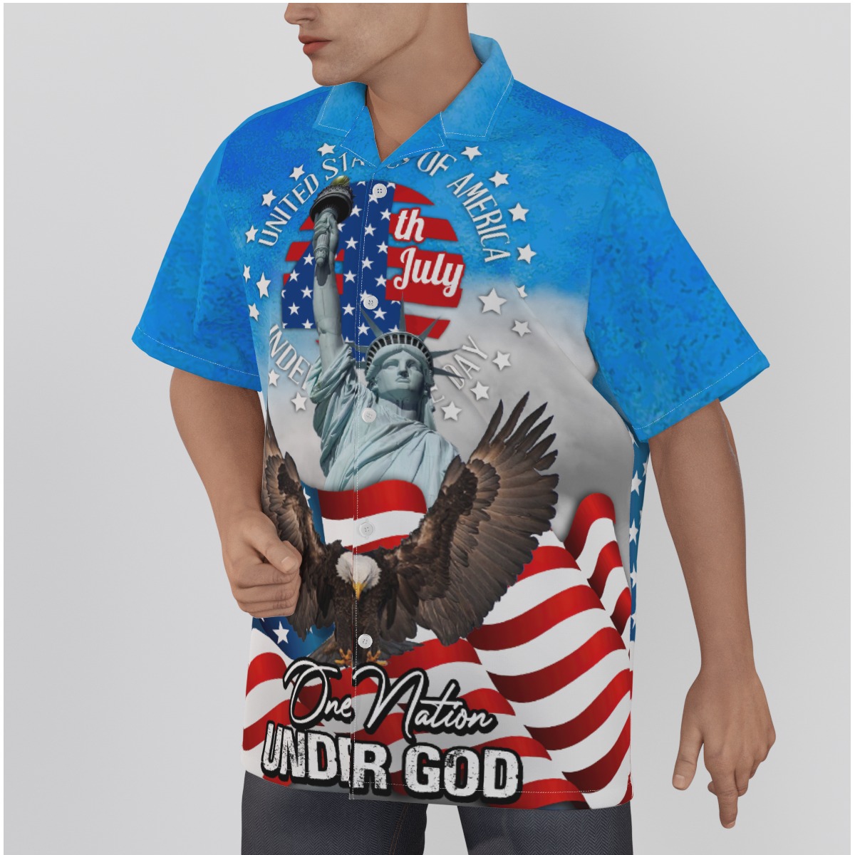 American Eagle Independence Day Cotton Hawaiian Shirt