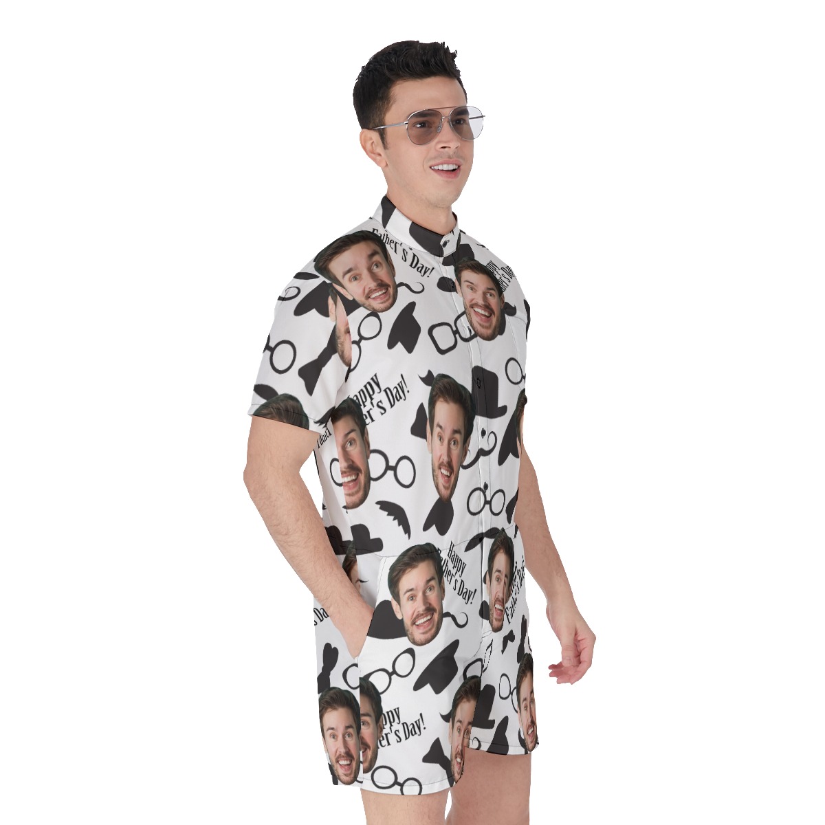 Happy Father's Day Custom Face Hawaiian Romper