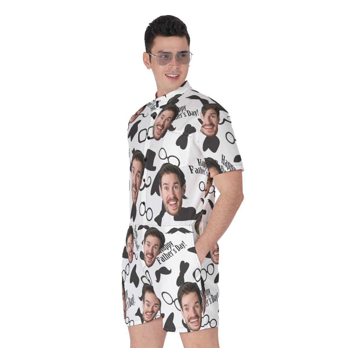 Happy Father's Day Custom Face Hawaiian Romper