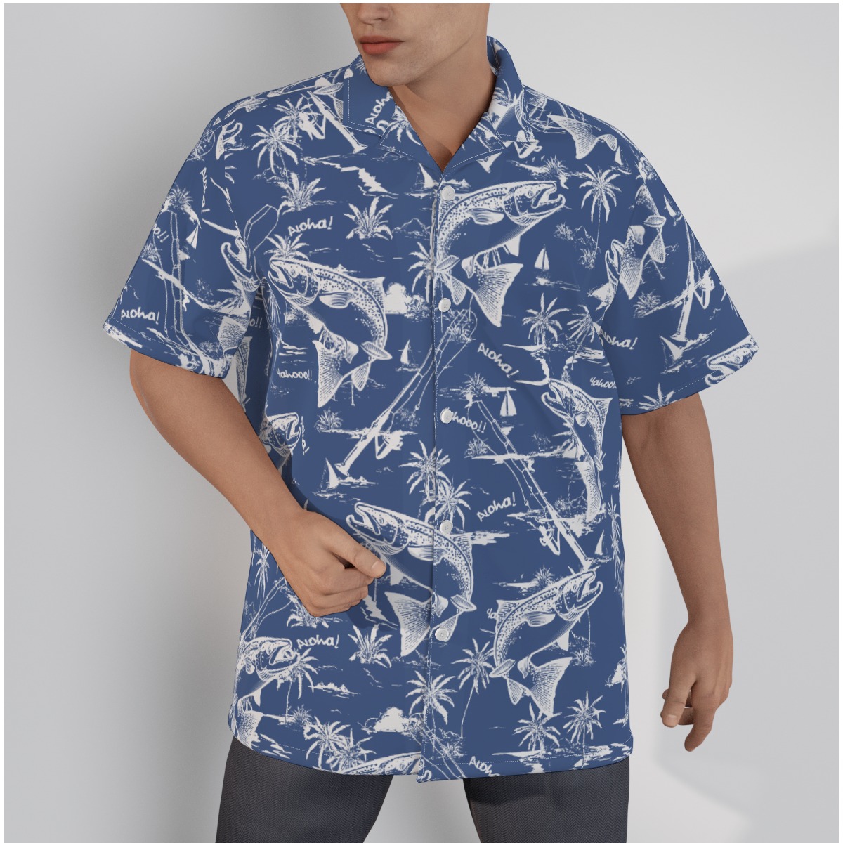 Fishing Hawaiian Shirt Cotton For Men