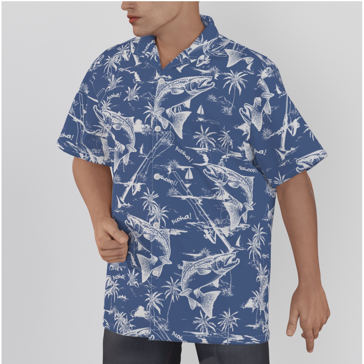 Fishing Hawaiian Shirt Cotton For Men