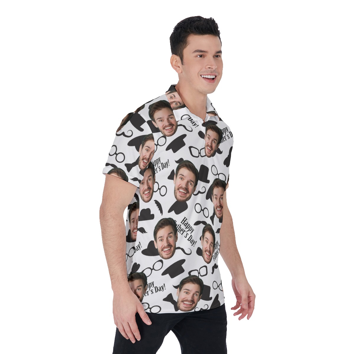 Funny Custom Face Hawaiian Polo Shirt For Father's Day