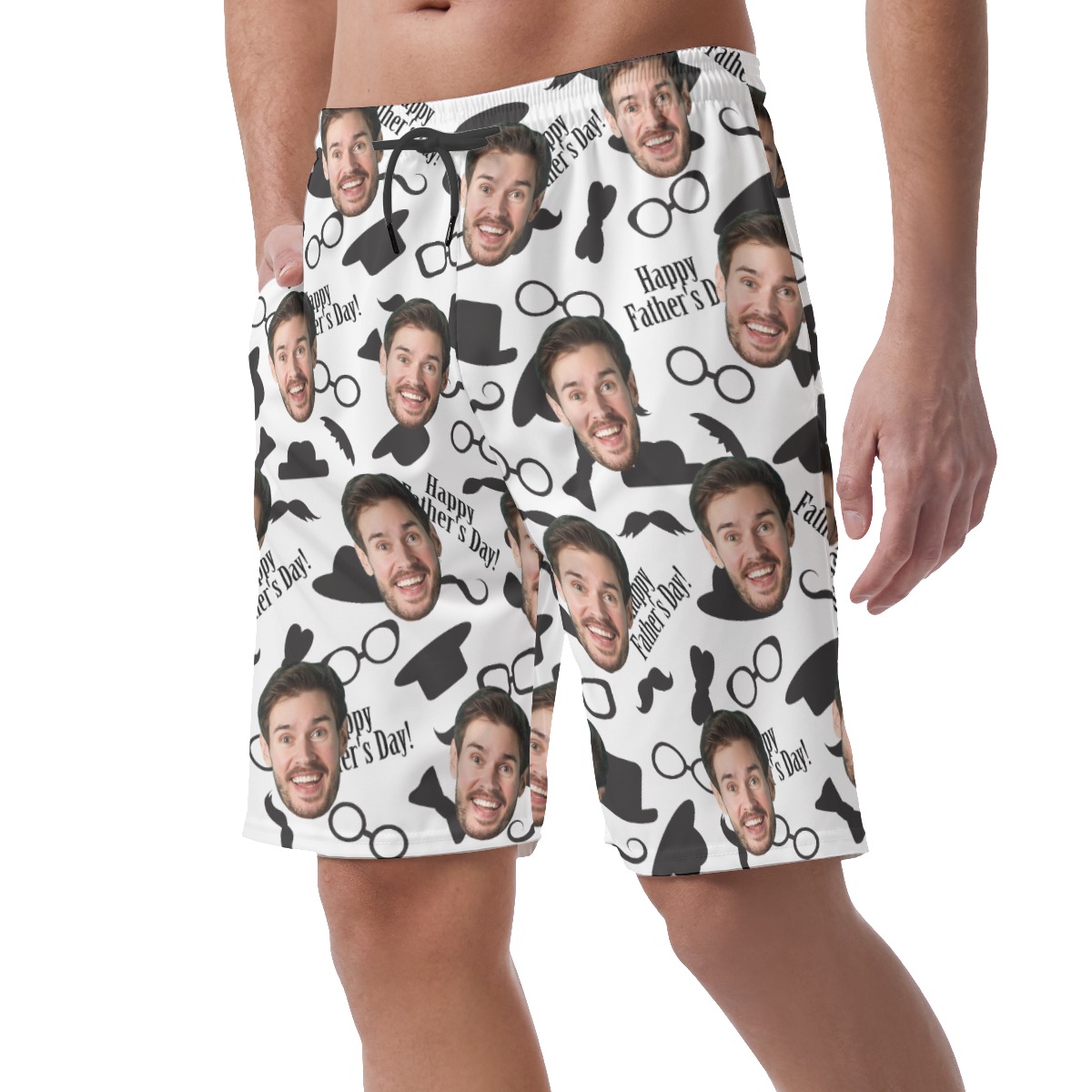 Customized Father's Day Men's Hawaiian Beach Shorts With Face