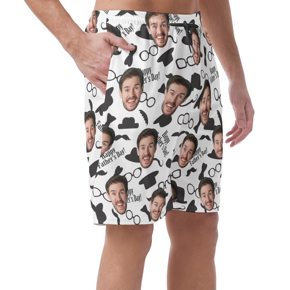 Customized Father's Day Men's Hawaiian Beach Shorts With Face