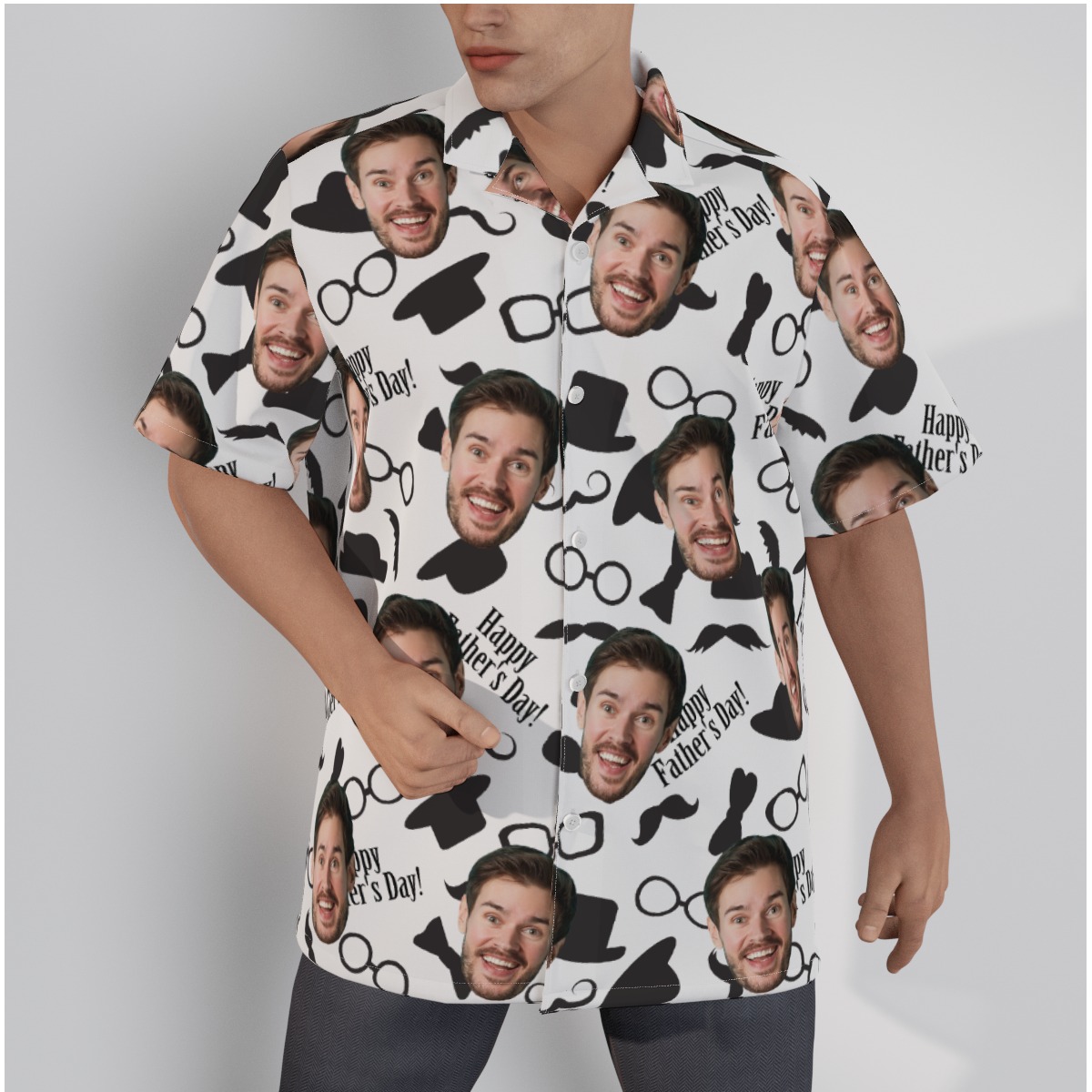 Happy Father's Day Custom Face Men's Hawaiian Shirt - variant image 1