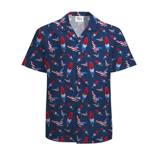 American Eagle Men's Hawaiian Shirt Cotton Navy