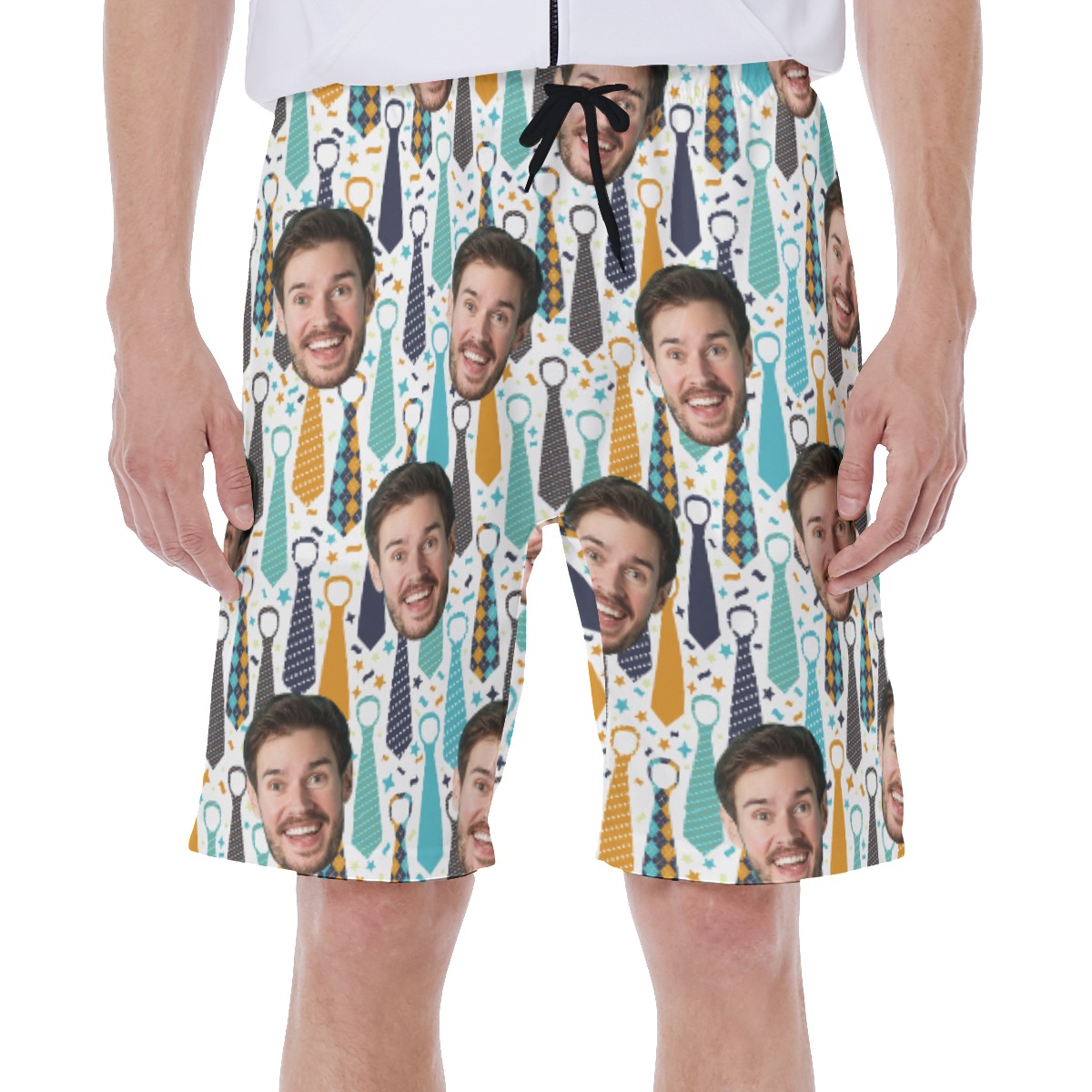 Funny Custom Face Father's Day Hawaiian Swim Trunks - variant image 1