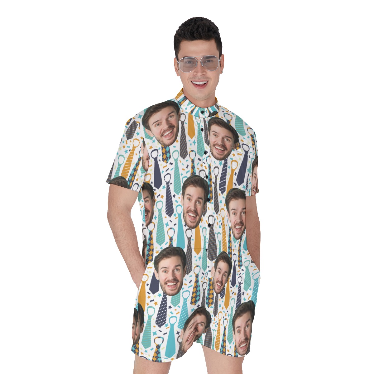 Custom Face Father's Day Hawaiian Romper For Men - variant image 1
