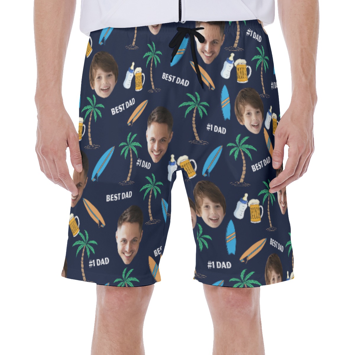 Funny Custom Face Father And Kid Hawaiian Swim Trunks - variant image 1