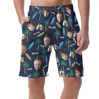 Custom Face #1 Dad Hawaiian Beach Shorts