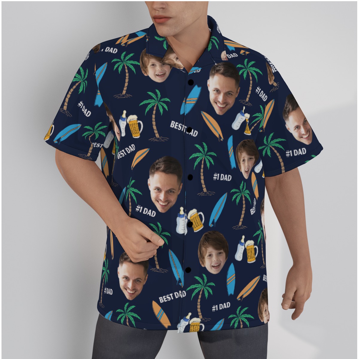 #1 Dad Custom Face Hawaiian Shirt - variant image 1