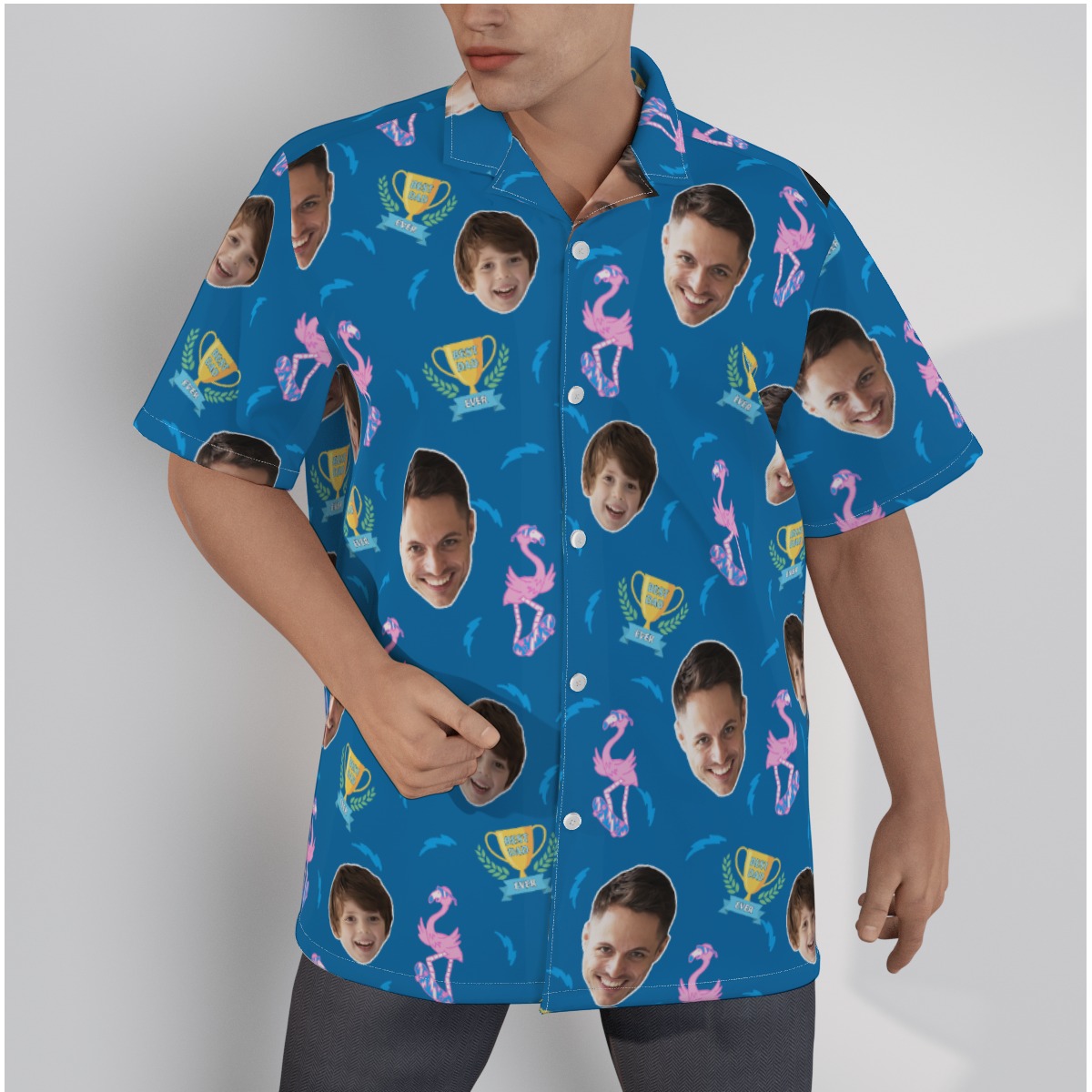 Funny Custom Face Best Dad Ever Hawaiian Shirt - variant image 1