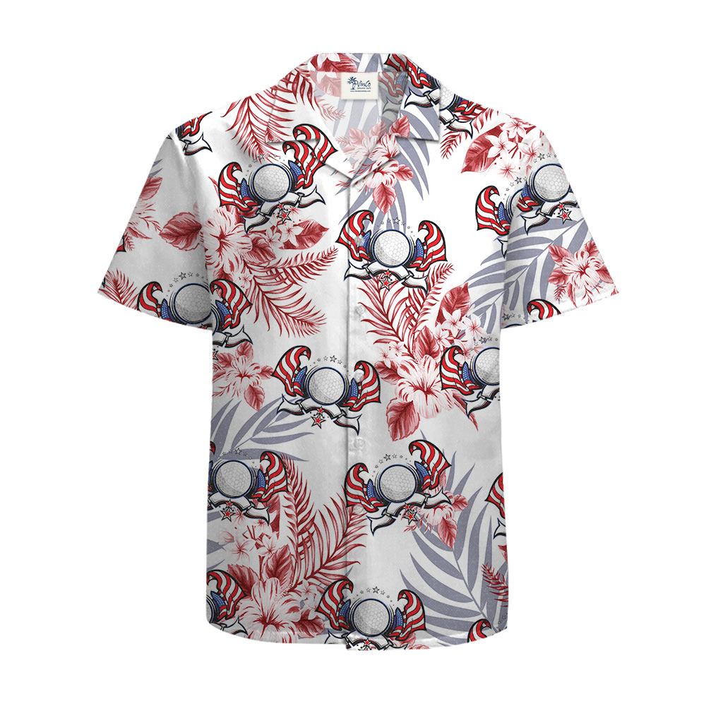 American Flag Hawaiian Golf Shirt Cotton For Men - variant image 1