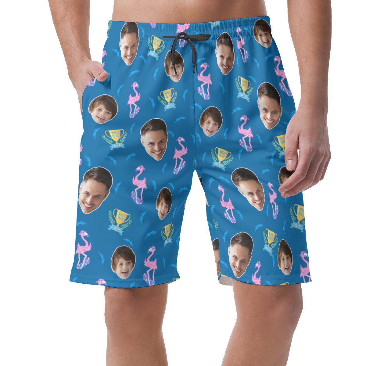 Best Dad Ever Custom Face Hawaiian Beach Shorts For Men - variant image 1