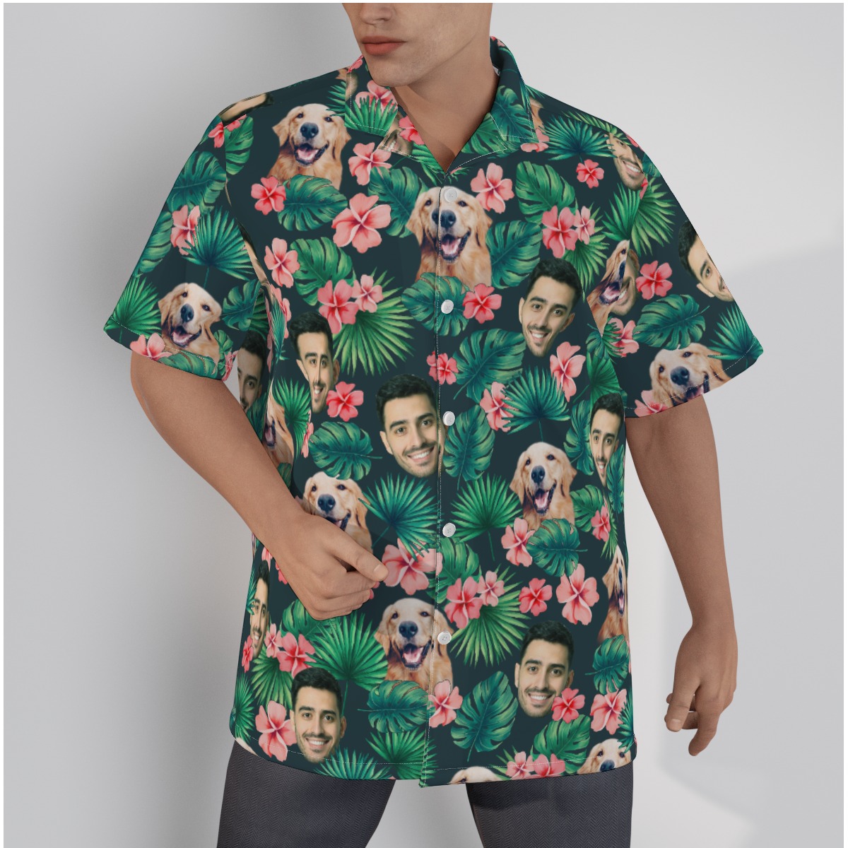 Floral Custom Hawaiian Shirt With Faces - variant image 1