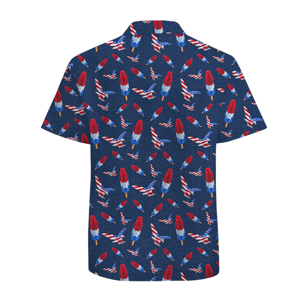 American Eagle Men's Hawaiian Shirt Cotton Navy