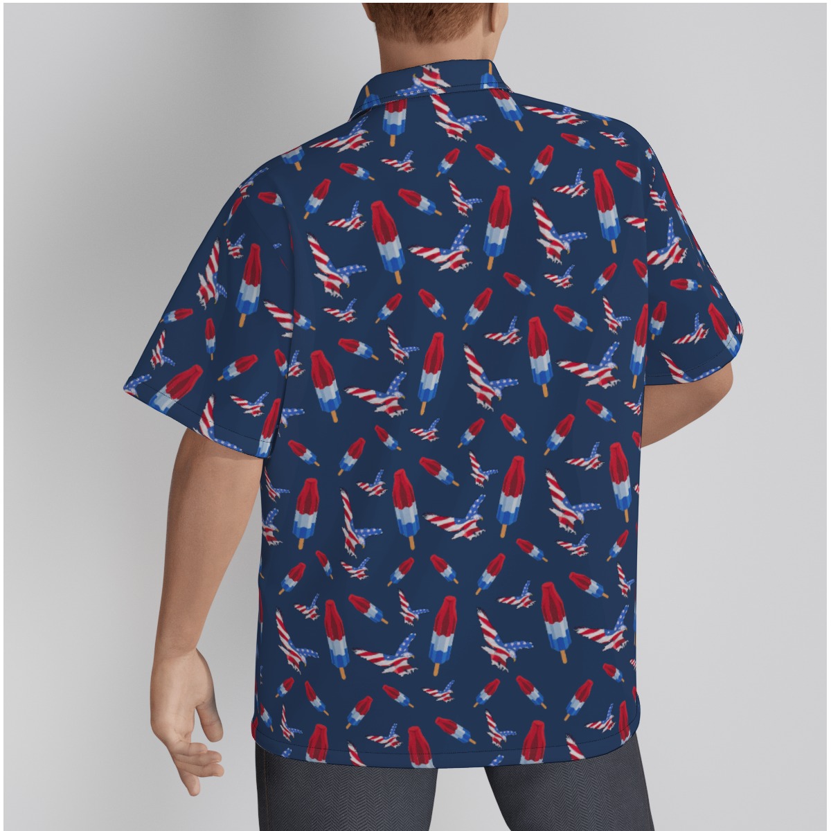 American Eagle Men's Hawaiian Shirt Cotton Navy