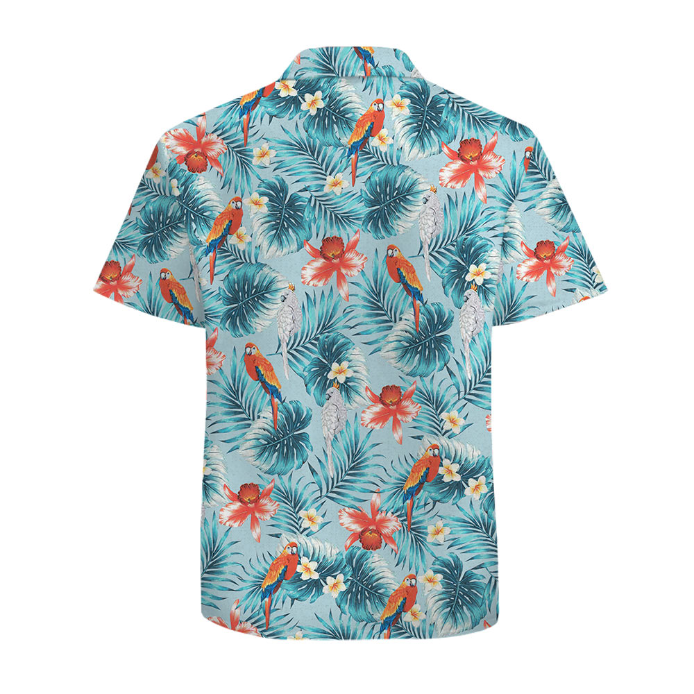 Floral Parrots Hawaiian Shirts For Men Premium Cotton