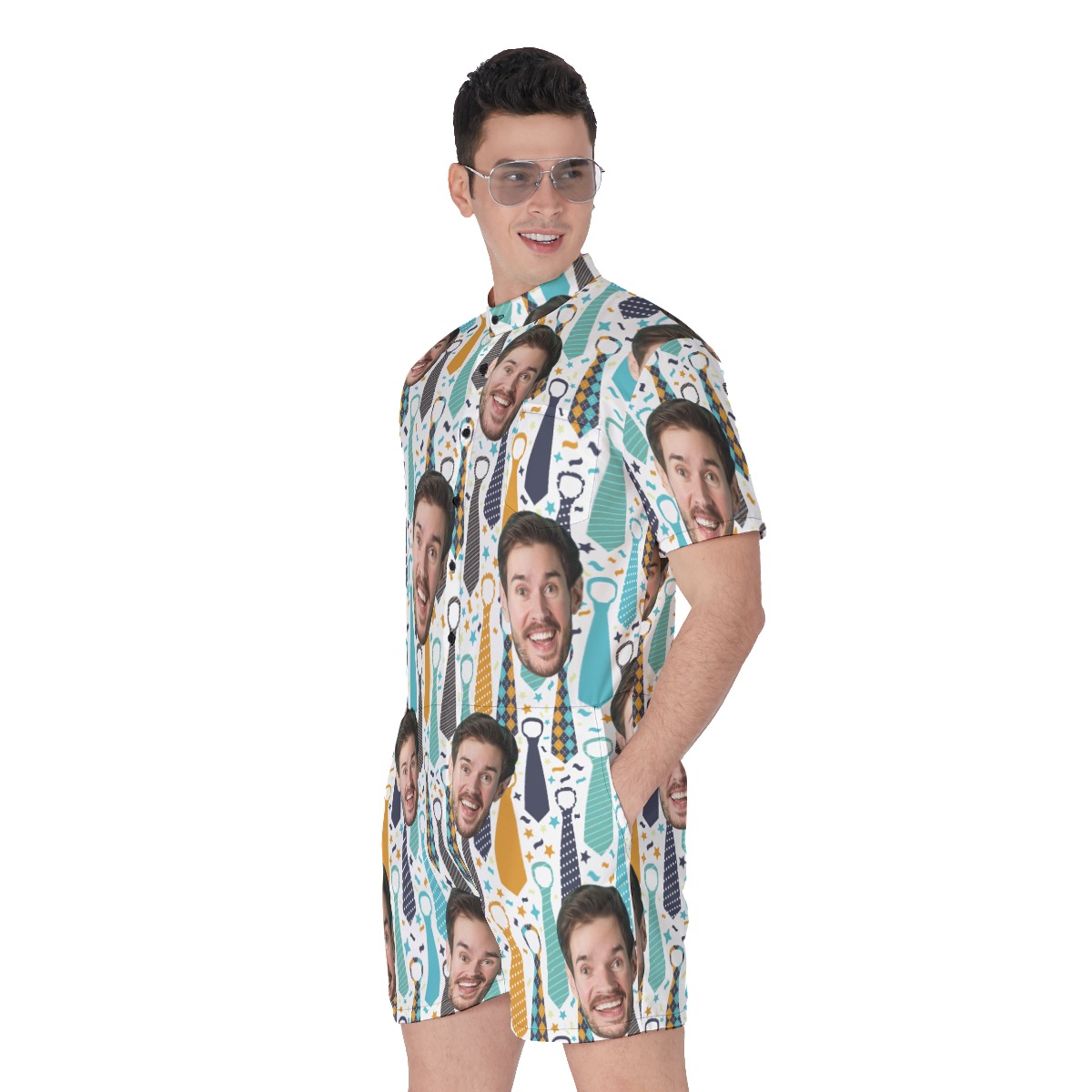 Custom Face Father's Day Hawaiian Romper For Men