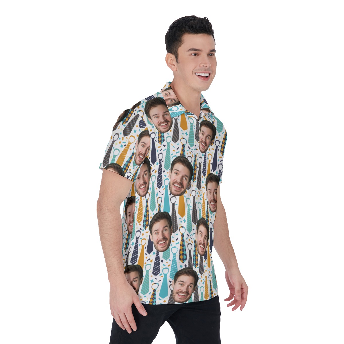 Custom Father's Face Hawaiian Polo Shirt