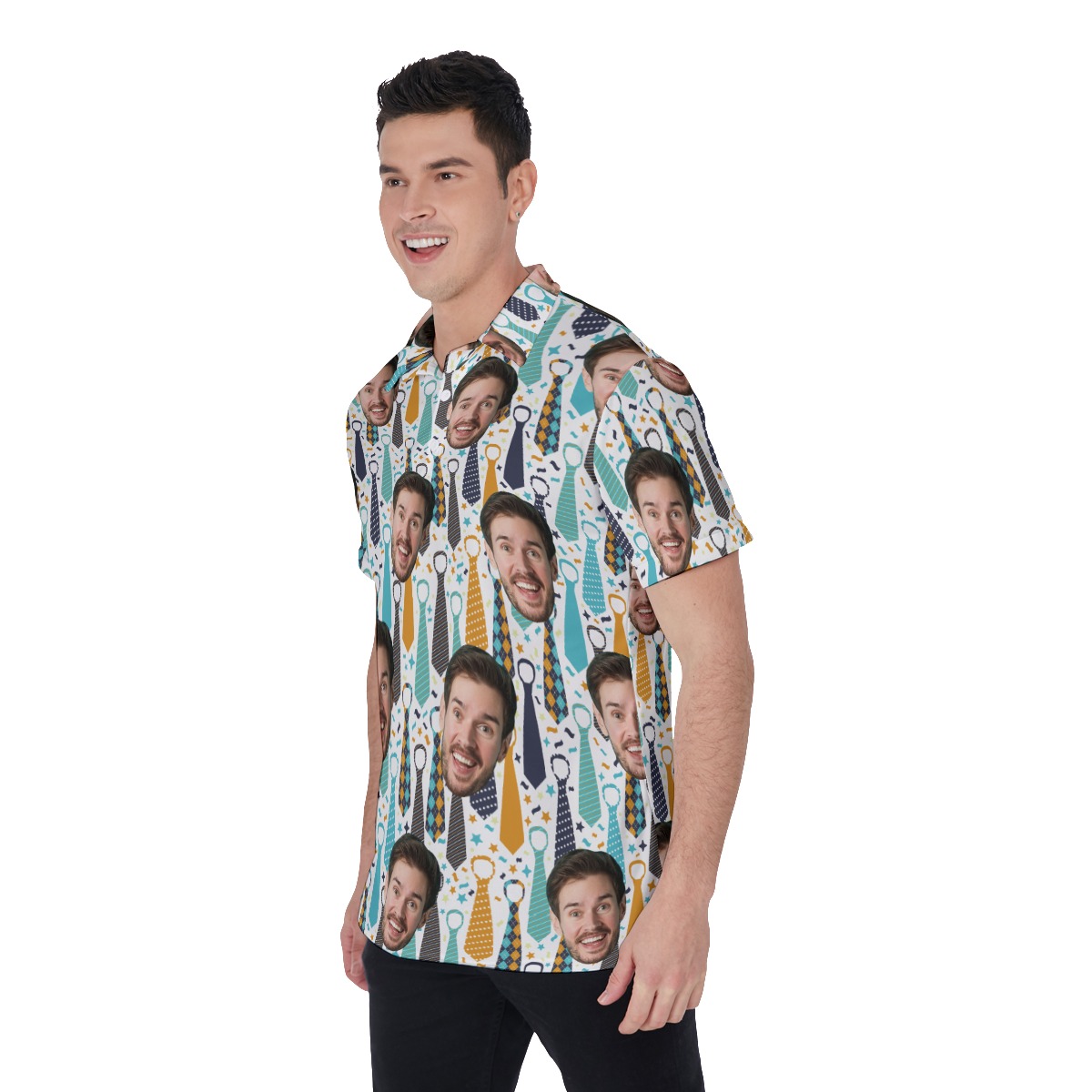 Custom Father's Face Hawaiian Polo Shirt