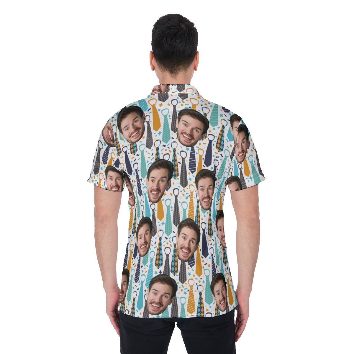 Custom Father's Face Hawaiian Polo Shirt